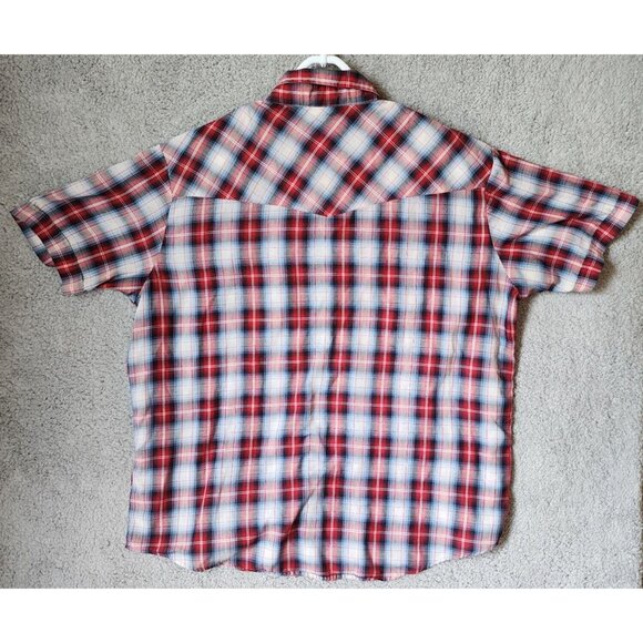 2x VTG Ely Plains BIG MAN Plaid Pearl Snap Short Sleeve Western Shirt Size 2X - Picture 11 of 16